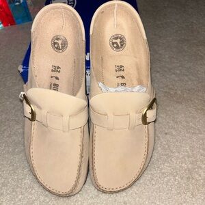 Birkenstock Buckley Sandcastle Leather Loafers with Gold Buckle
